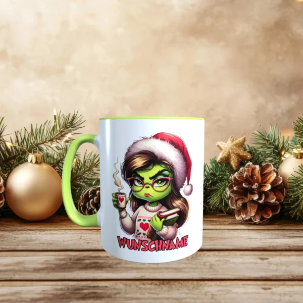 tasse grinch frau hellgruen links | tassenparadies.de
