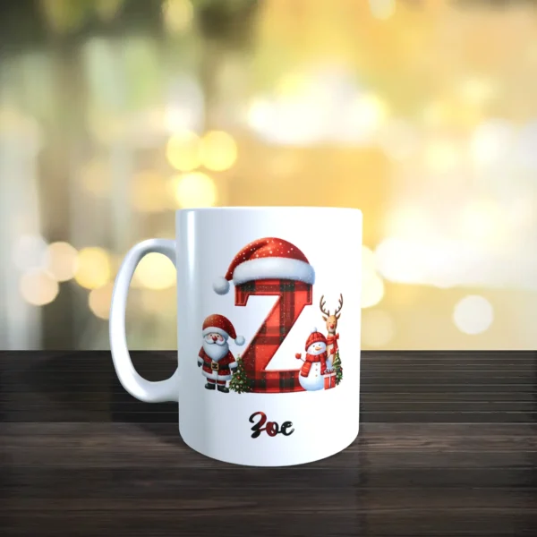 weisse weihnachtstasse mit name und initial z Front | tassenparadies.de