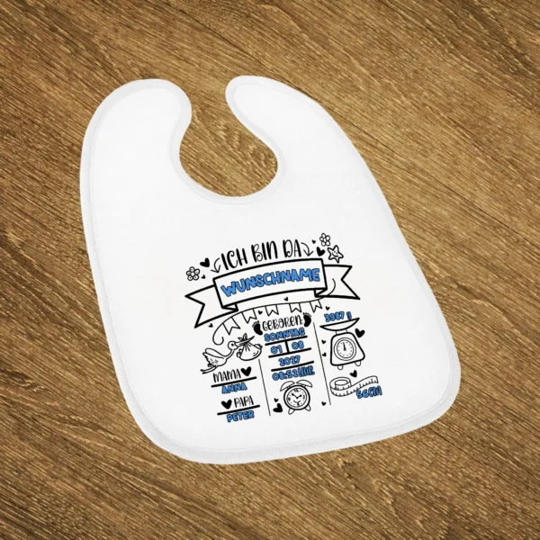 weisses babylaetzchen junge mit geburtsdaten | tassenparadies.de