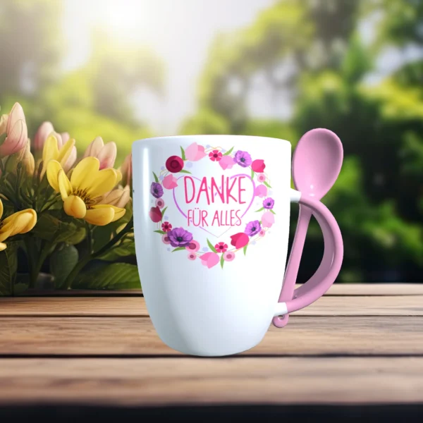 danke für alles tasse mit löffel