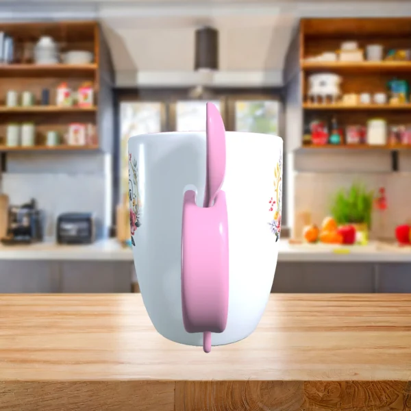 mama tasse mit loeffel vorne altrosa | tassenparadies.de