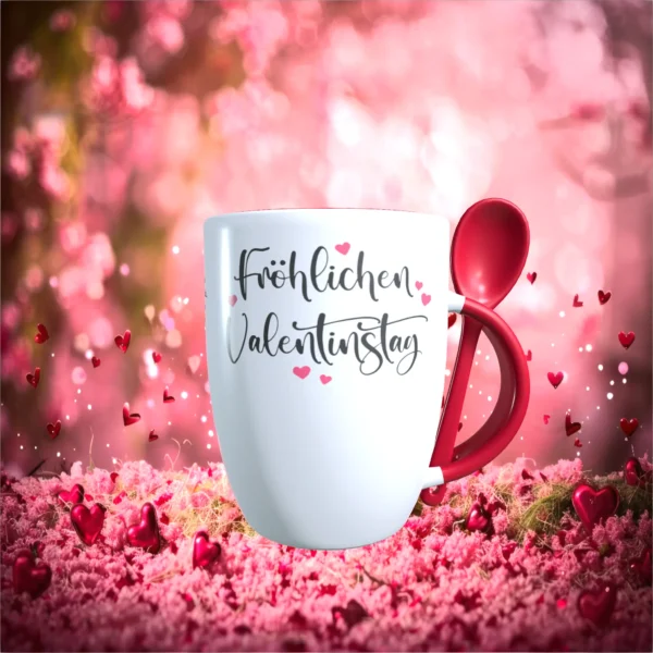 fröhlichen valentinstag tasse mit löffel