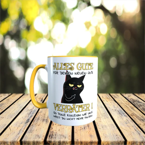 goldgelbe tasse alles gute verraeter Front 1 | tassenparadies.de