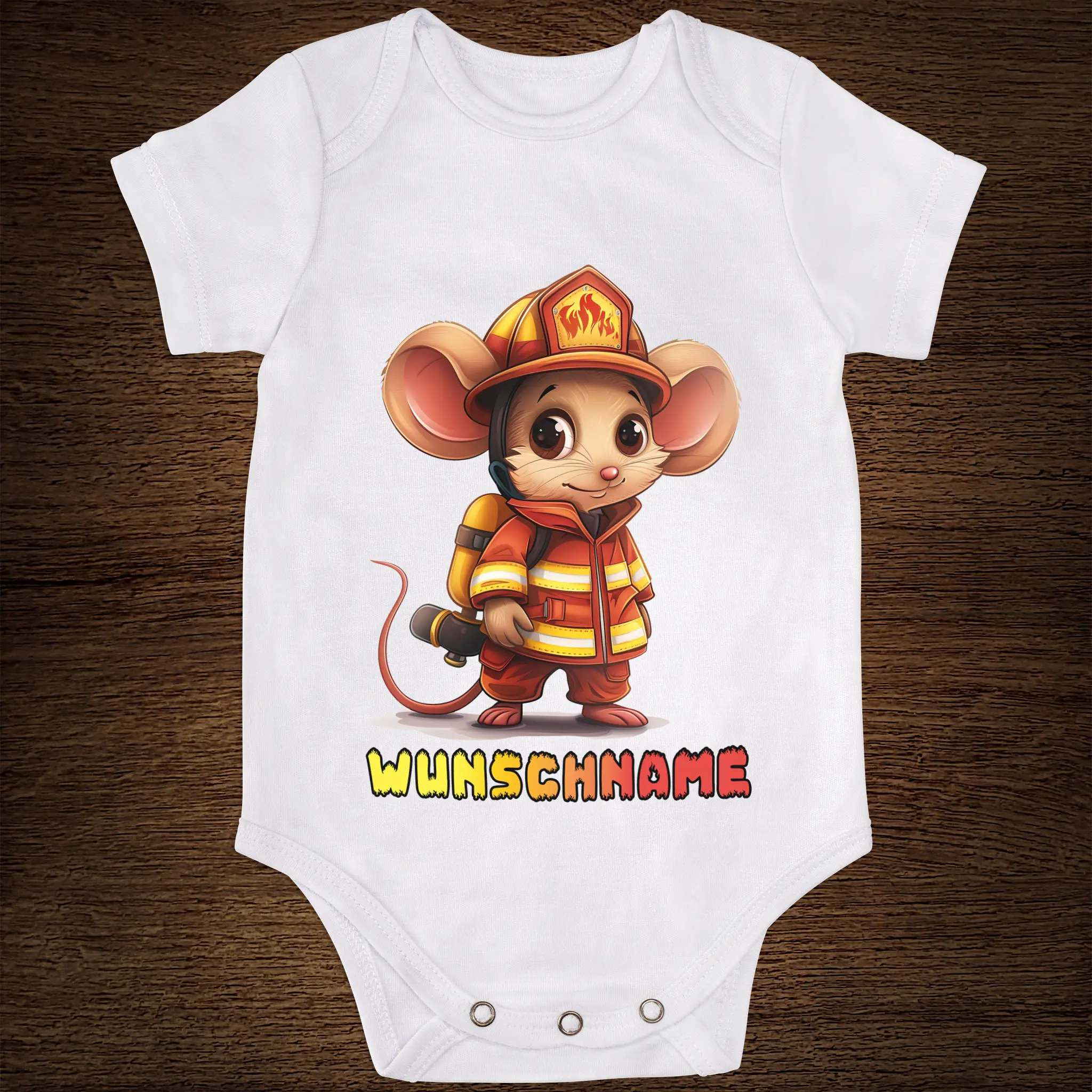 baby body feuerwehr maus mit name