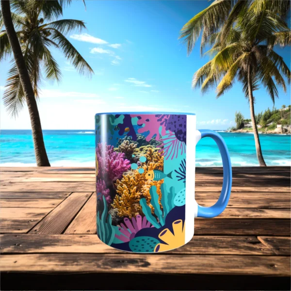 Alternative view of Tasse - Fähnchen Falterfisch in einem 3D Aquariumrahmen