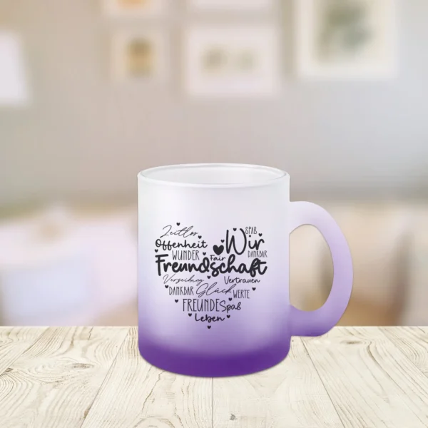 satinierte glastasse freundschaft