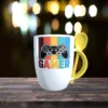 retro gamer tasse mit löffel