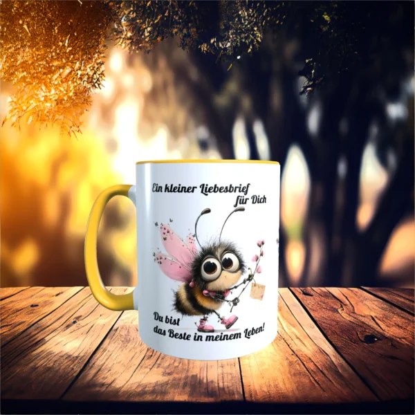 tasse du bist das beste in meinem leben goldgelb Front | tassenparadies.de